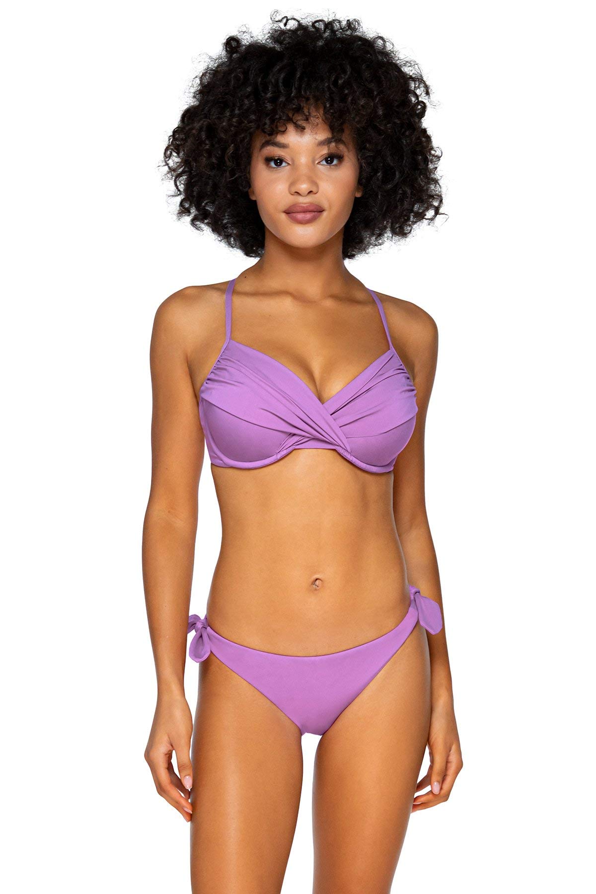 Women's Crossroads D & DD Bikini Top Swimsuit with Underwire Support - Floral Iris Print - 34D Bra Size - Perfect for Beach Vacations & Poolside Relaxation