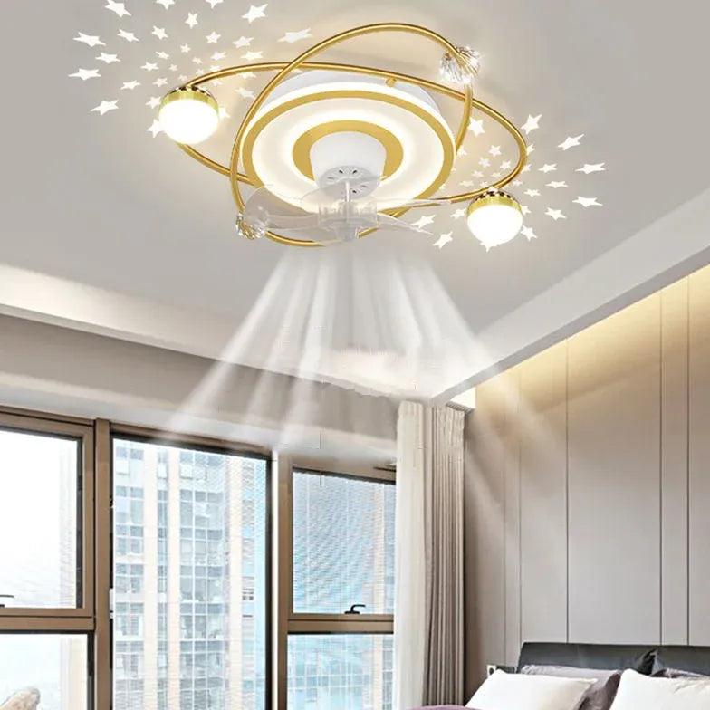 Modern Ceiling Fan with Light - 3-Blade Planetary Orbits Design, Remote Control, Quiet Motor for Bedroom, Living Room & Office - Energy Efficient Cooling & Stylish Lighting Solution