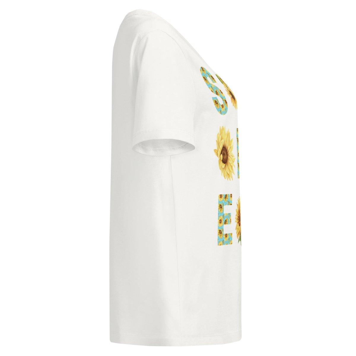 SOBER - Organic Ribbed Neck Tee with Chinoiserie Sunflower Print | Women's Casual T-Shirt for Summer Outfits & Boho Style