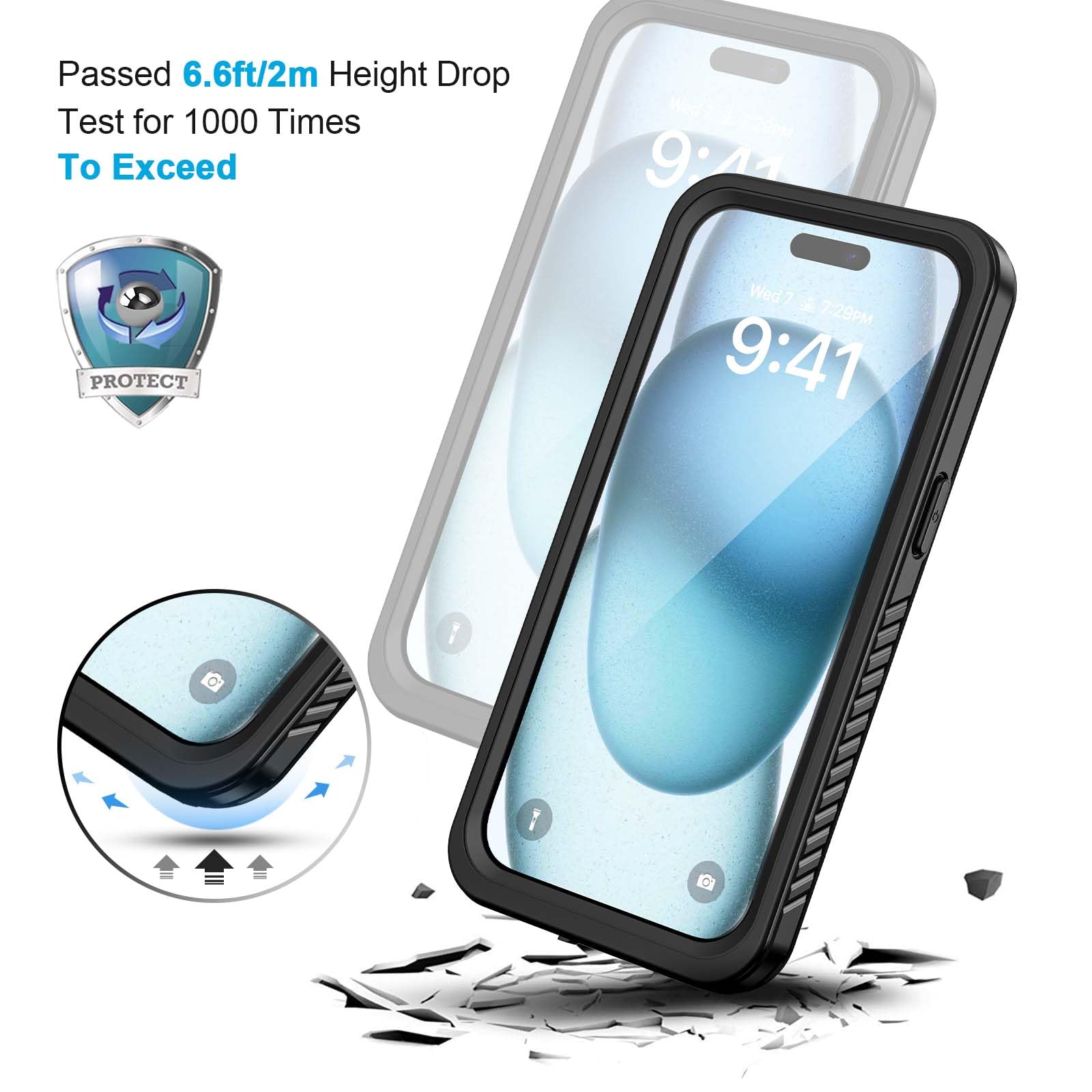 Lanhiem Waterproof iPhone 15 Case (6.1