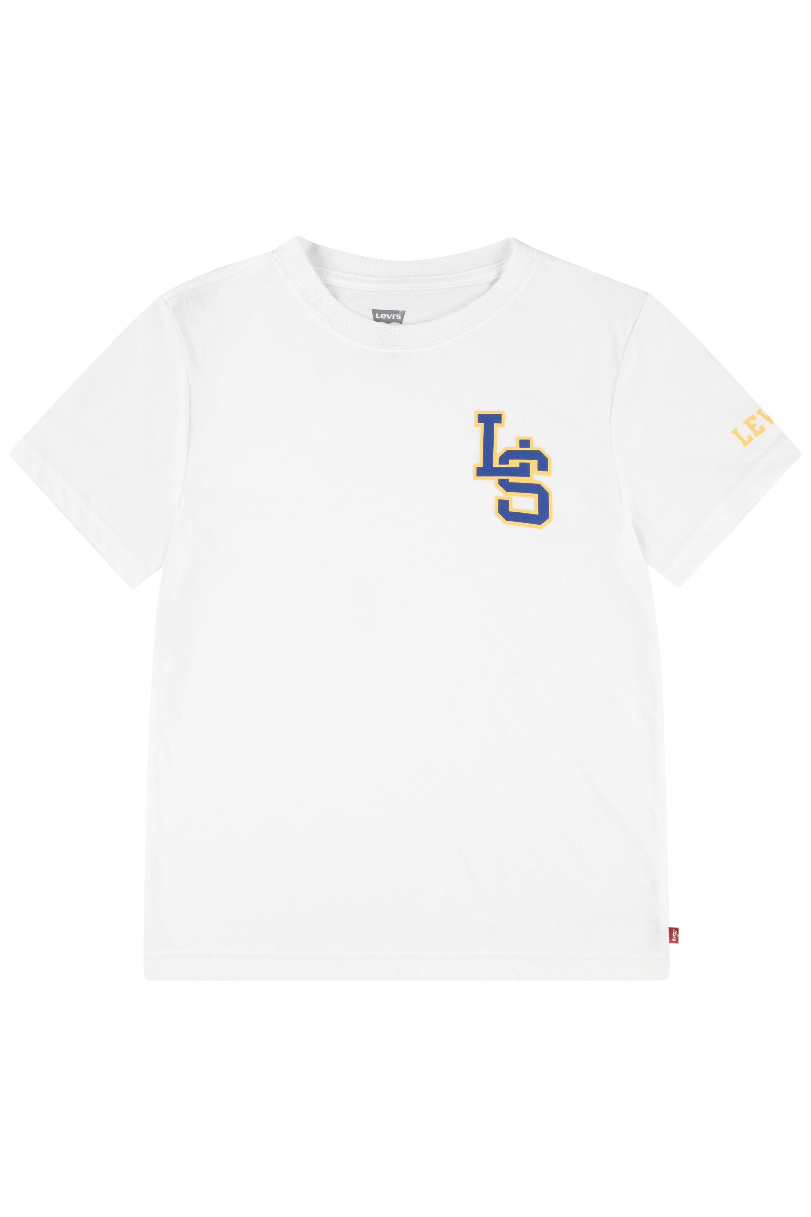 Bright White Varsity Logo T-Shirt for Men & Women - Soft Cotton Crewneck Tee with Embroidered Design - Perfect for School Spirit, Sports Events & Casual Wear