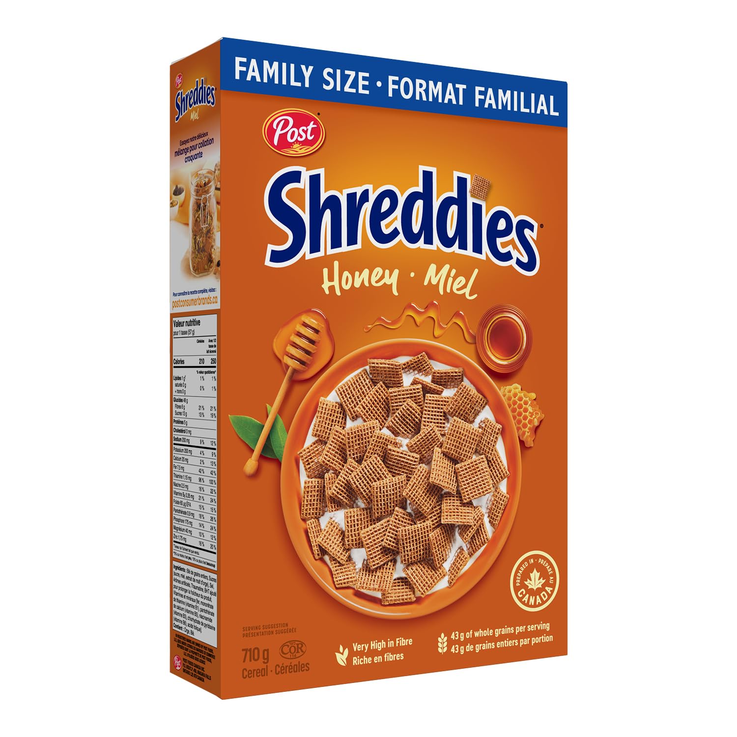 HONEY SHREDDIES Cereal - Family Size 710g (25oz) - Crunchy Wheat Breakfast Cereal - Imported from Canada - Perfect for Breakfast, Snacking & Family Sharing