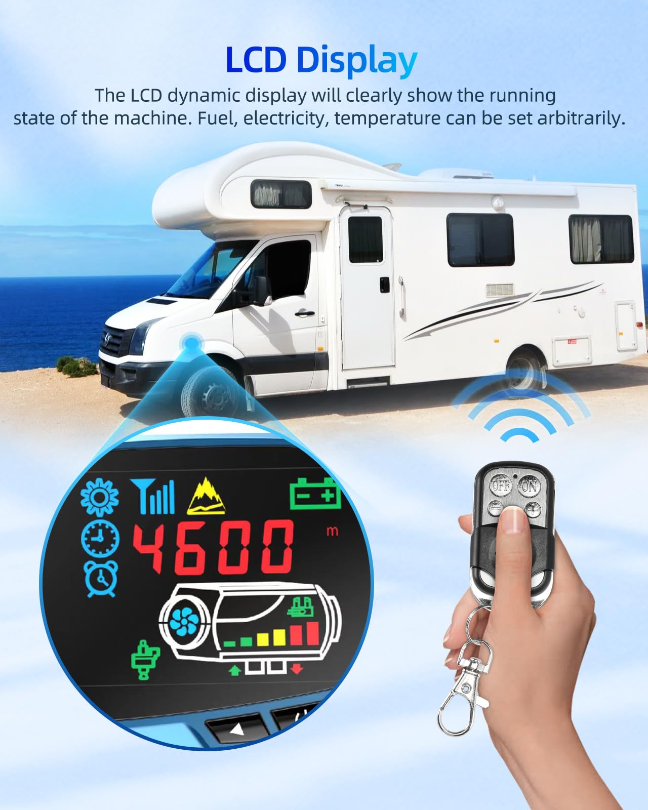 PHILTOP 8KW 12V Diesel Air Heater with Remote Control & LCD Display - Portable Parking Heater for Cars, Trucks, RVs, Boats & Campers | Indoor Use with 10L Tank & Muffler | Black Textured Finish | Perfect for Winter Camping & Vehicle Heating