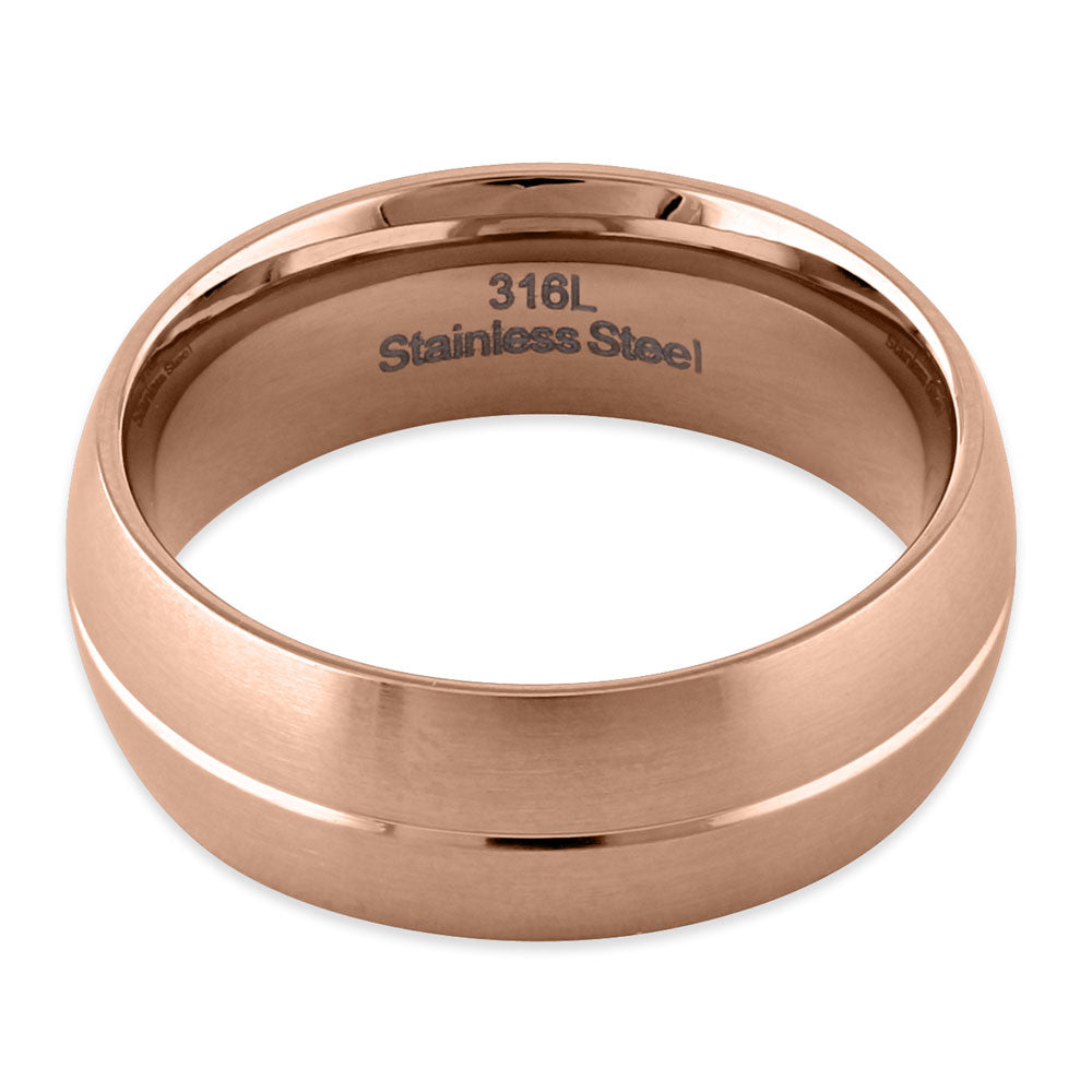 Elegant Stainless Steel Rose Gold Plated Groove Band Ring for Women - Perfect for Weddings, Anniversaries & Everyday Fashion Jewelry