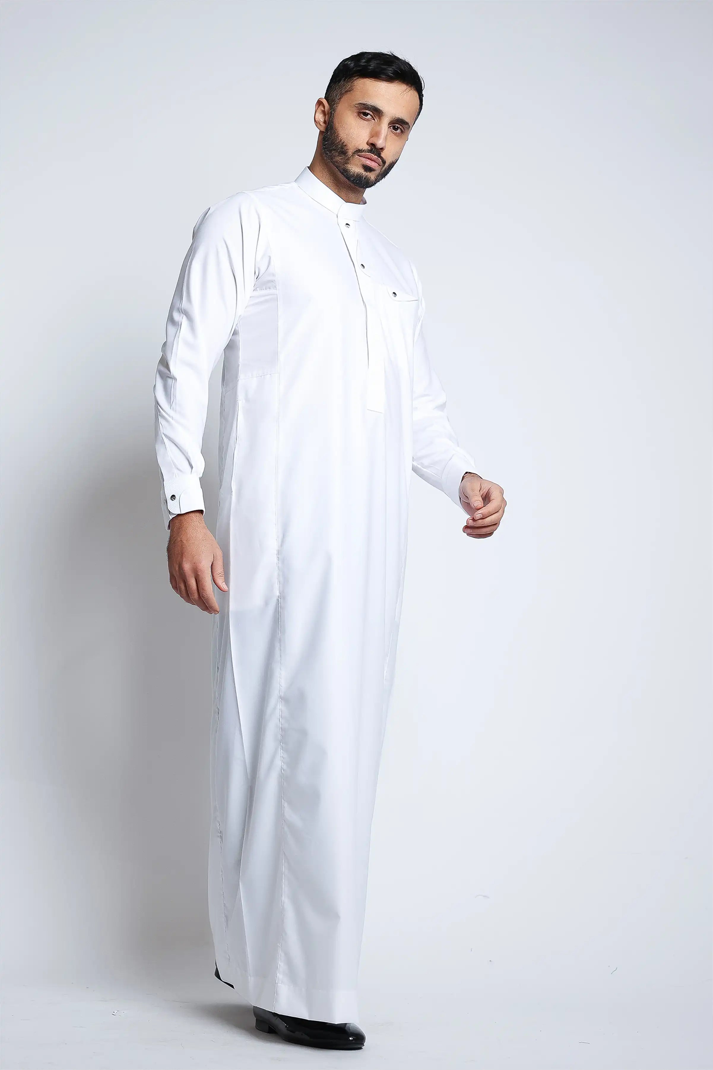 Premium J135 Brilliant White Thobe for Men - Traditional Islamic Robe - Perfect for Eid, Ramadan & Daily Wear