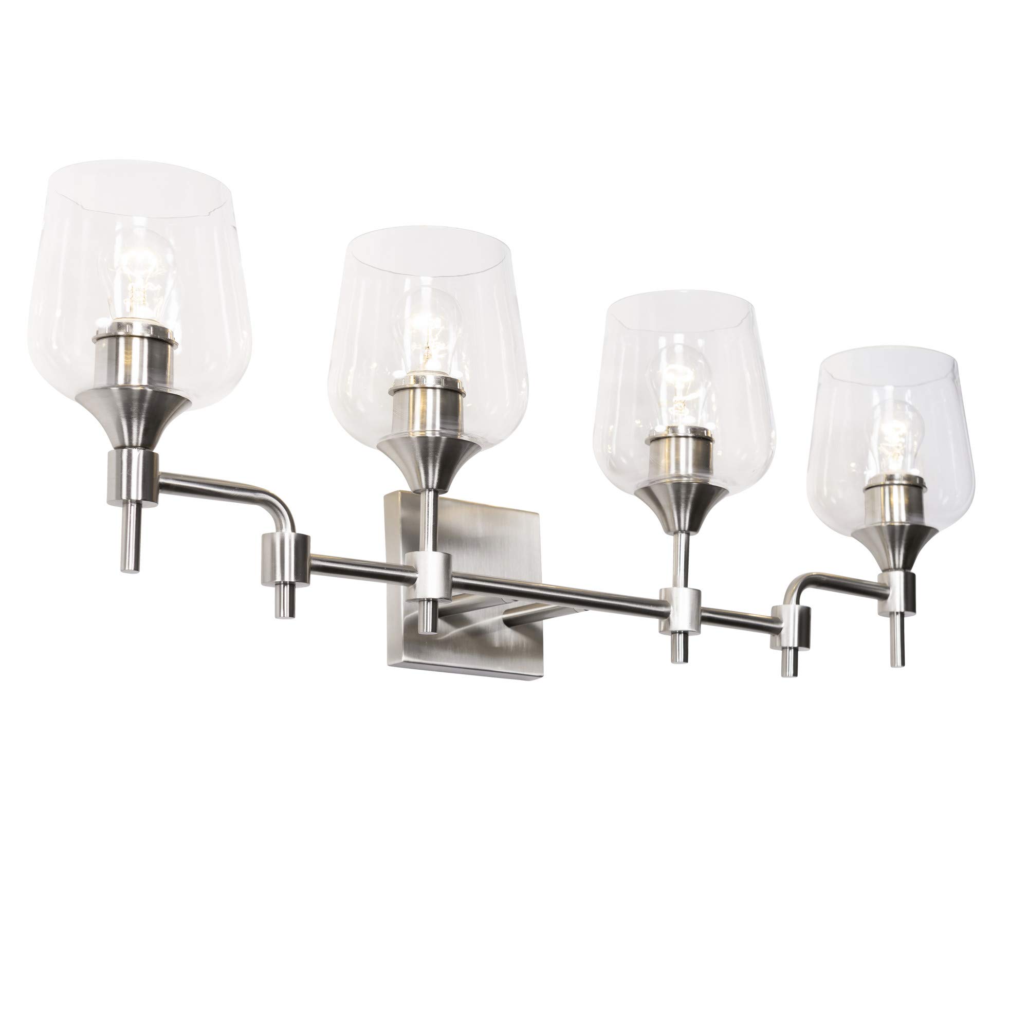 Varaluz 340B04SN Margaux Bathroom Vanity Light Fixture in Satin Nickel Finish - Perfect for Modern Bathroom & Powder Room Lighting