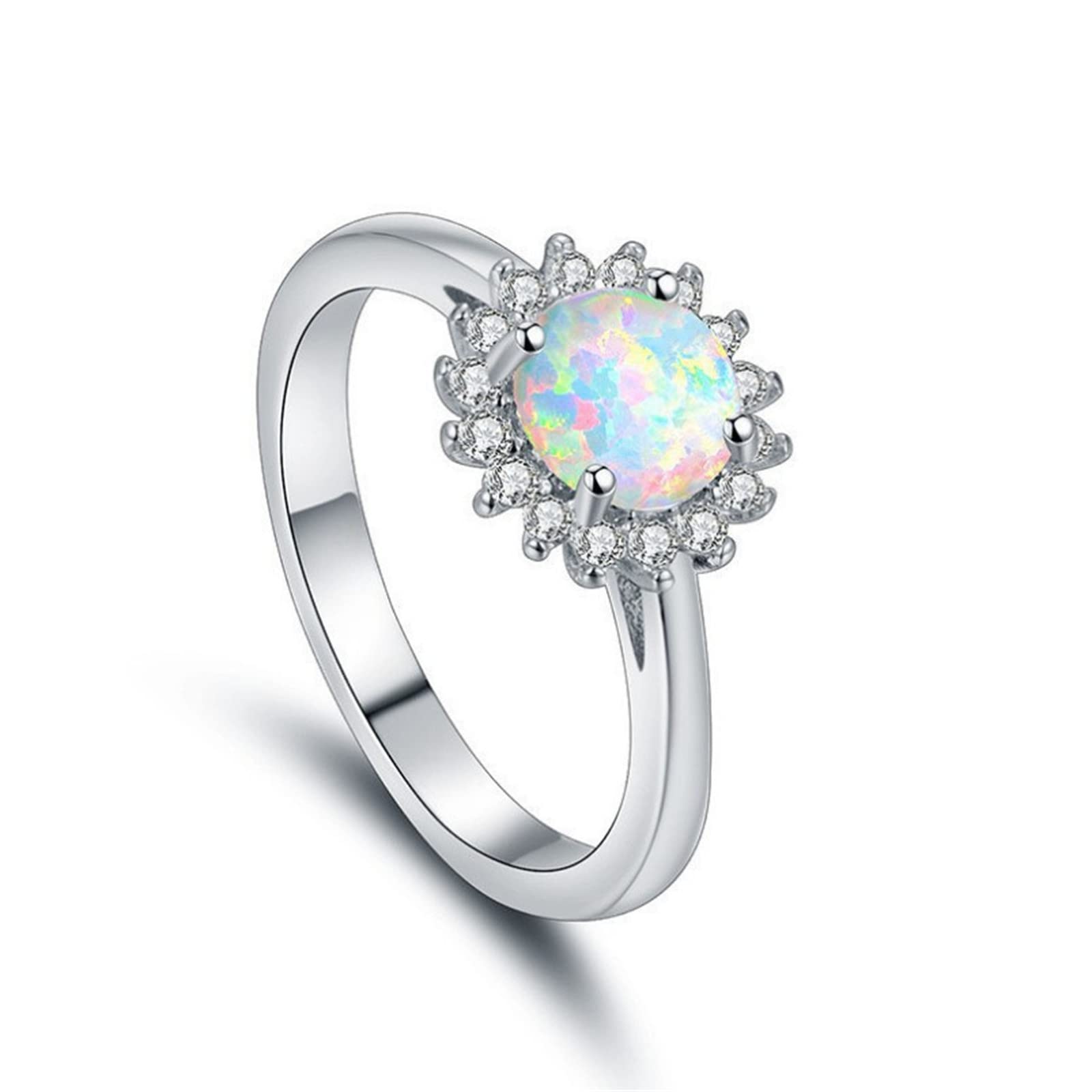 Opal Rings for Women & Men - Elegant White Opal Stone Jewelry, Fashionable Round Handmade Rings for Everyday Wear & Special Occasions