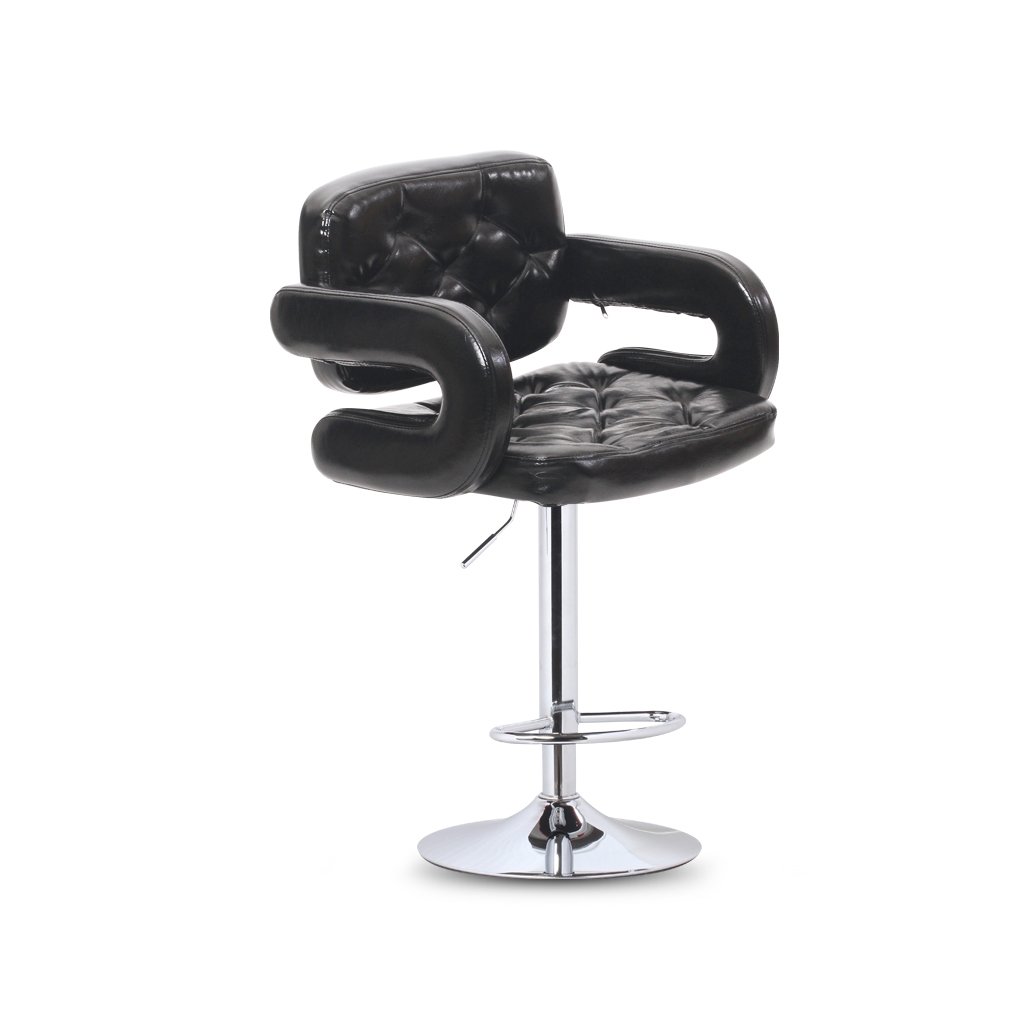 Adjustable Swivel Bar Stool with Metal Base - 62-82cm Height, Black - Perfect for Coffee Shops, Home Bars & Kitchen Islands - by TIANTA