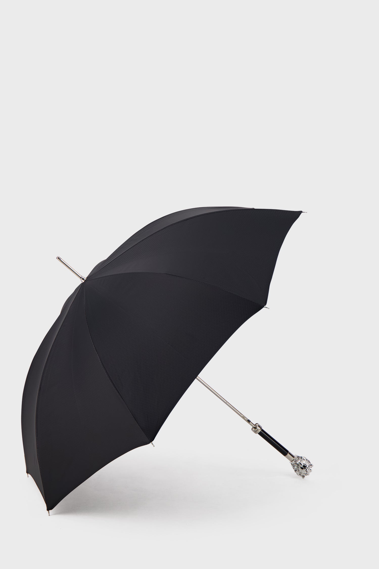 Pasotti Premium Black and Silver Lion Handle Umbrella - Stylish Rain Protection for Men & Women - Perfect for Outdoor Events, Weddings, and Fashion Statements