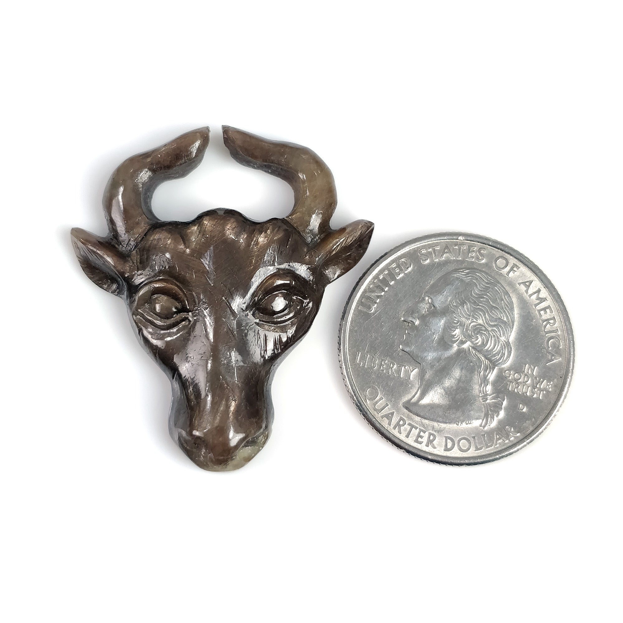 Natural Untreated Golden Brown Chocolate Sapphire Gemstone Carving - 48.70cts Hand Carved Bull's Face (36x32mm) | Unique Jewelry Making, Collectible Gemstone Art, Luxury Gift for Bull Zodiac & Animal Lovers