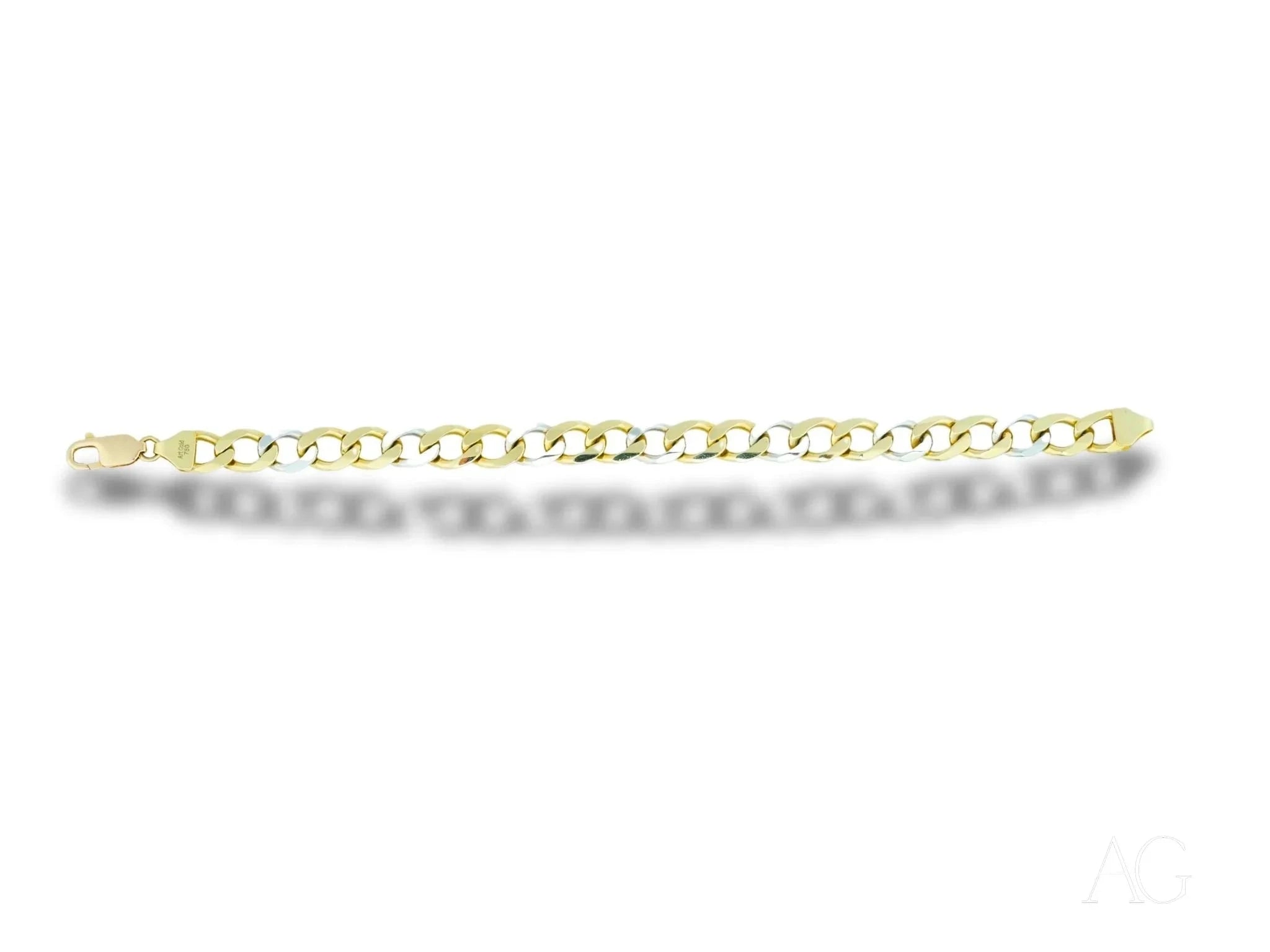 Men's 18K White Gold Flat Cuban Link Bracelet - Timeless Elegance Jewelry for Gifts, Weddings & Special Occasions