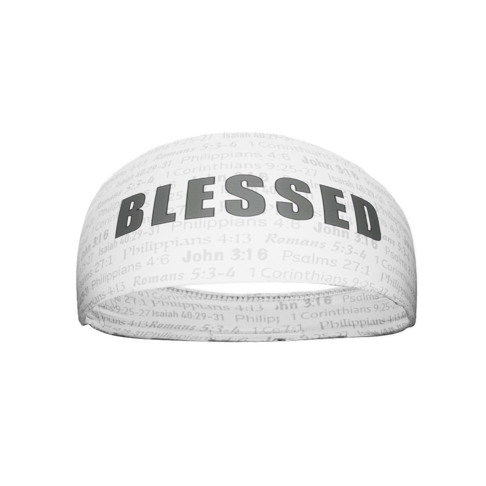 White BLESSED Headband for Women - Soft Stretchable Yoga Headband - Perfect for Workouts, Running, and Everyday Use