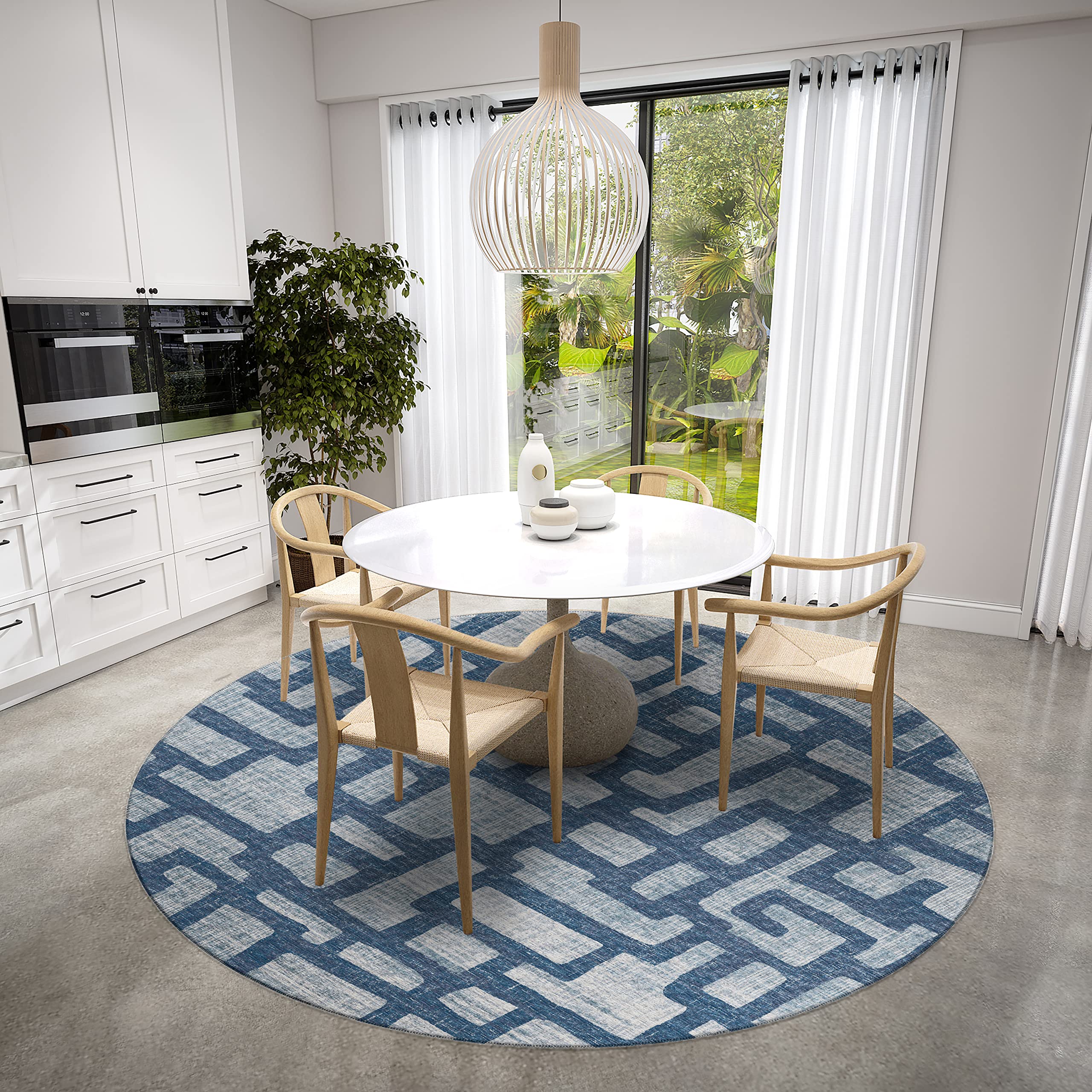 Addison Rugs Yuma AYU34 Blue 8' x 8' Square Area Rug - Soft Plush Living Room Carpet for Bedroom, Dining Room & Home Decor