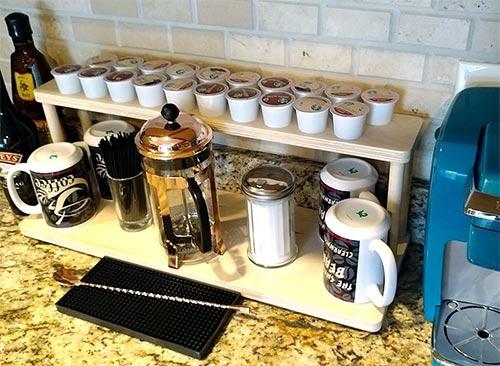 24 Inch Straight Counter Caddies™ with K-Cup Holes - Choose Your Pattern | Perfect for Kitchen Organization & Coffee Station Setup