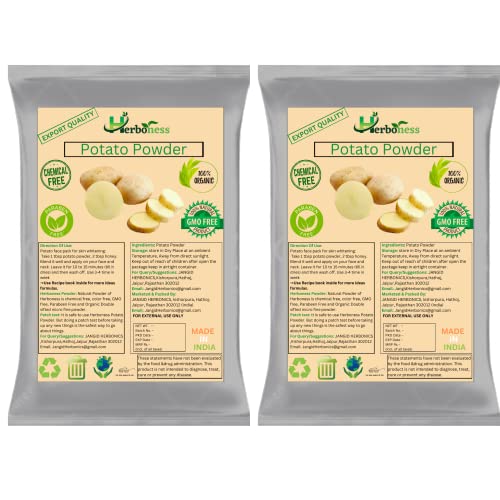 Herboness 100% Natural Potato Powder - 200g for Skin Brightening, Acne Treatment, Dark Spot & Dark Circle Reduction - Organic Face & Body Mask for Glowing Skin - Perfect for DIY Skincare & Spa Treatments at Home