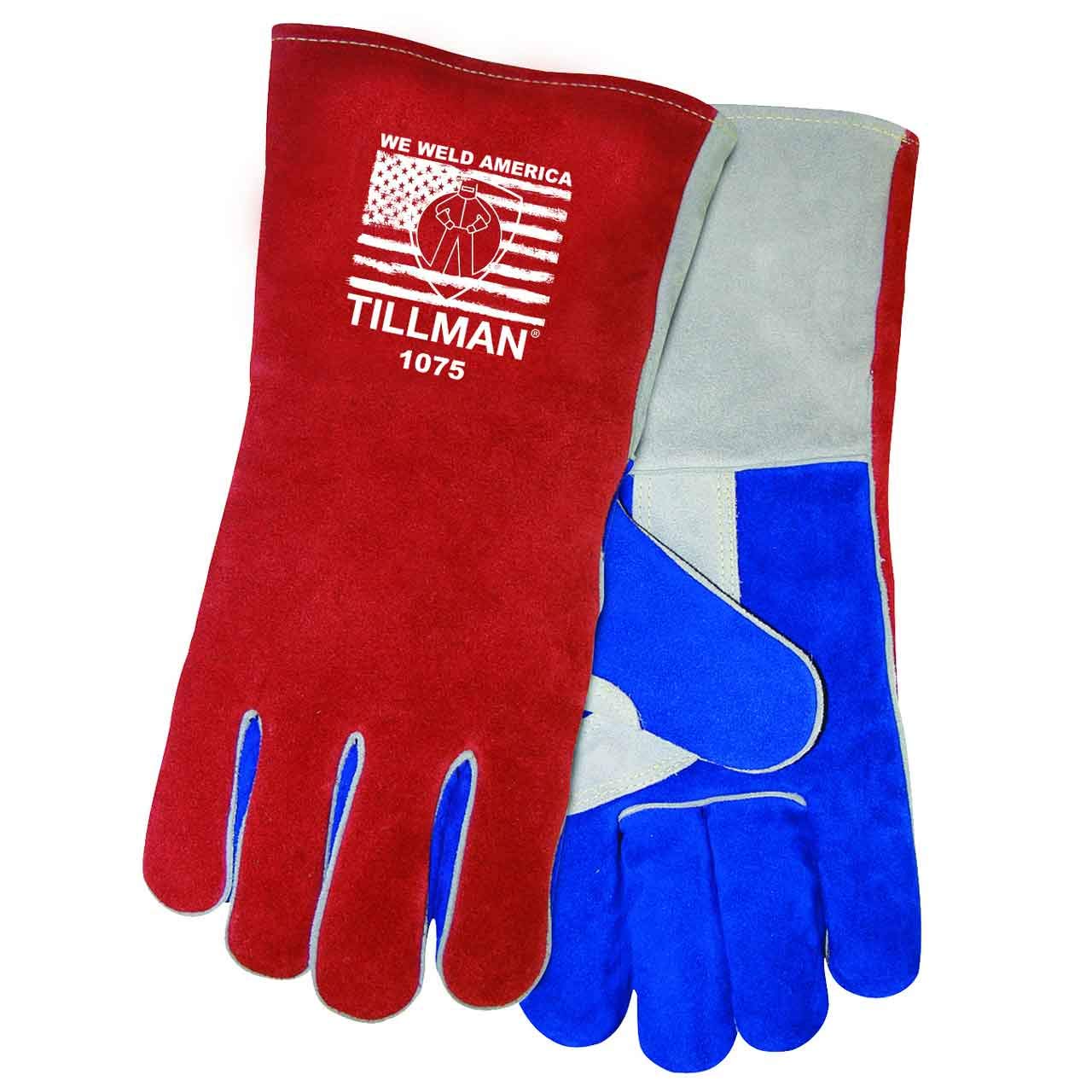 Premium Tillman 1075 Side Split Cowhide Welding Gloves - Large Size, Heat & Spark Resistant, Heavy Duty Leather Work Gloves for Metal Fabrication, Forging, Construction & Industrial Use