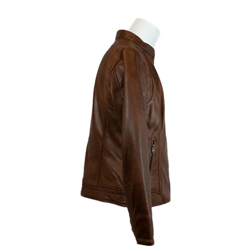 BOL Women's Waxed Sheep Leather Jacket - Vintage Biker Style, Warm & Durable, Perfect for Motorcycle Riding, Casual Outfits & Fall/Winter Fashion