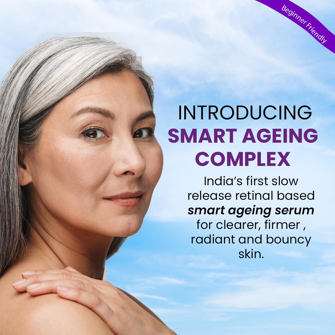 TRUTH & BEAUTY Anti-Aging Face Serum with Retinol, Bakuchiol & Ginseng Extract - Reduces Fine Lines & Wrinkles, Deep Hydration - 30ml for All Skin Types - Perfect for Nighttime Skincare Routine & Daily Anti-Wrinkle Treatment