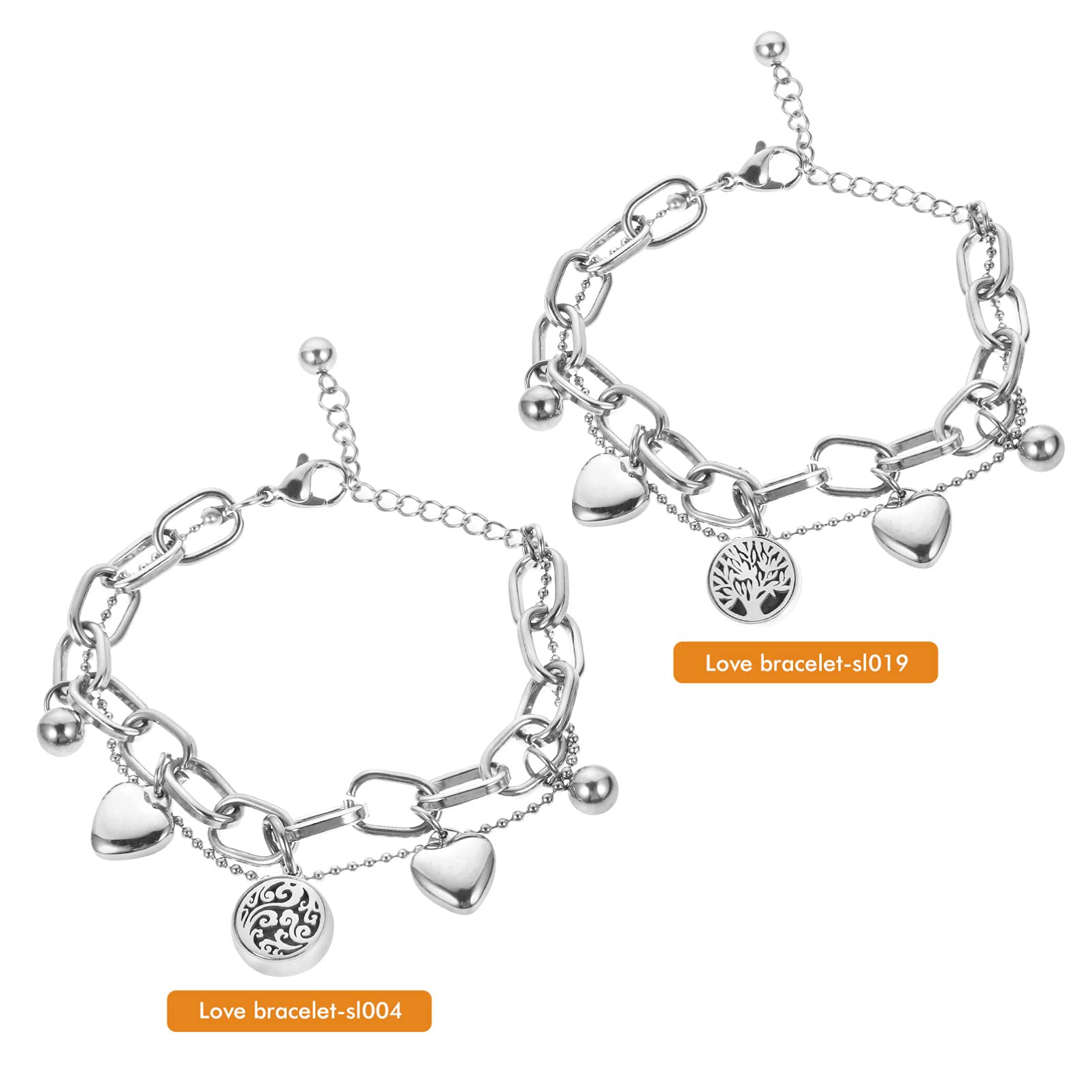 Aromatherapy Bracelet Set - Hollow Heart Pendant Wristband for Women, Stylish Hip Hop Fashion Jewelry Gift for Daily Wear, Yoga, Meditation & Relaxation