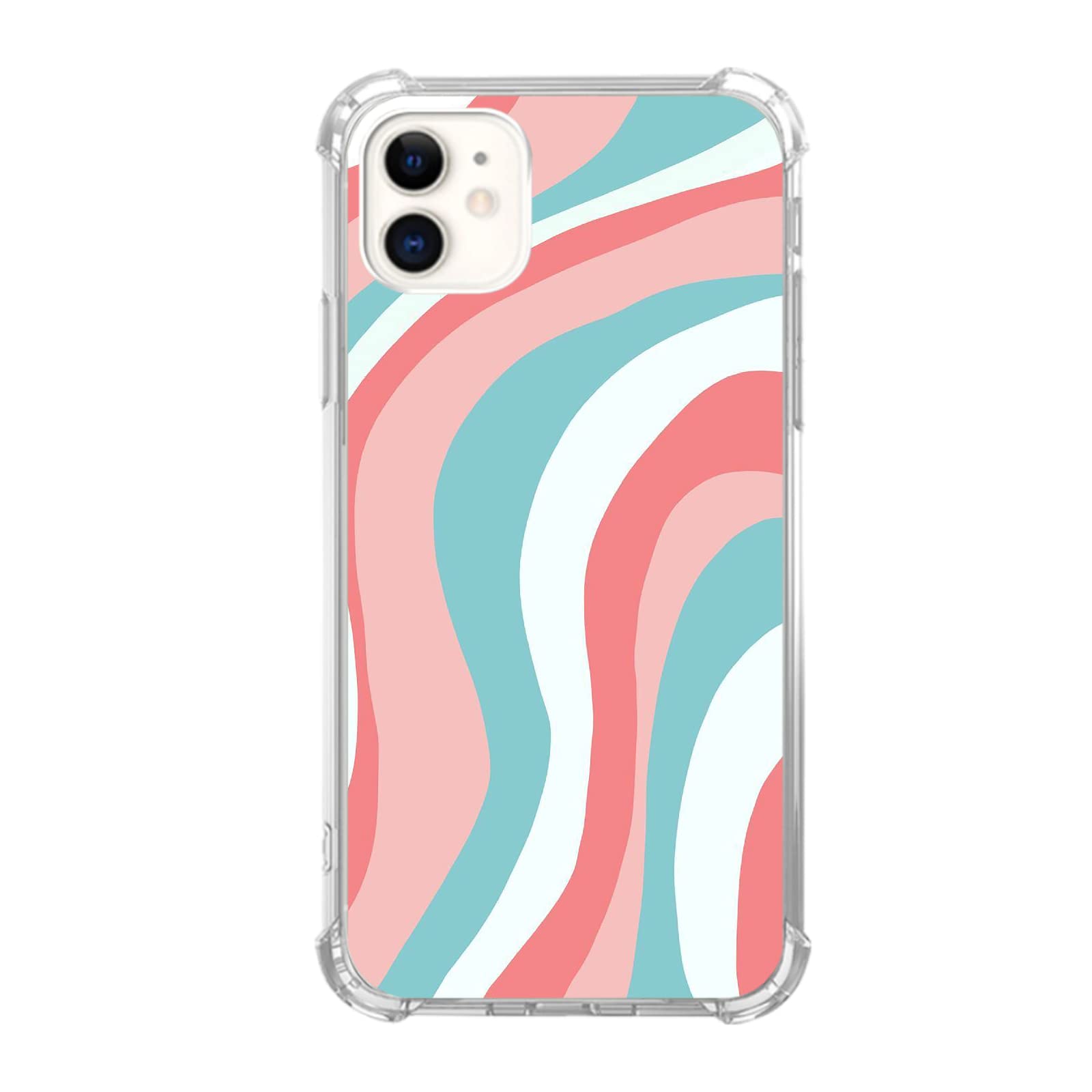Pastel Aesthetic Peachy Green White iPhone 11 Case - Minimalist Abstract Art TPU Bumper Cover - Cute Protective Phone Case for Women Girls - Perfect for Everyday Use, School & Travel