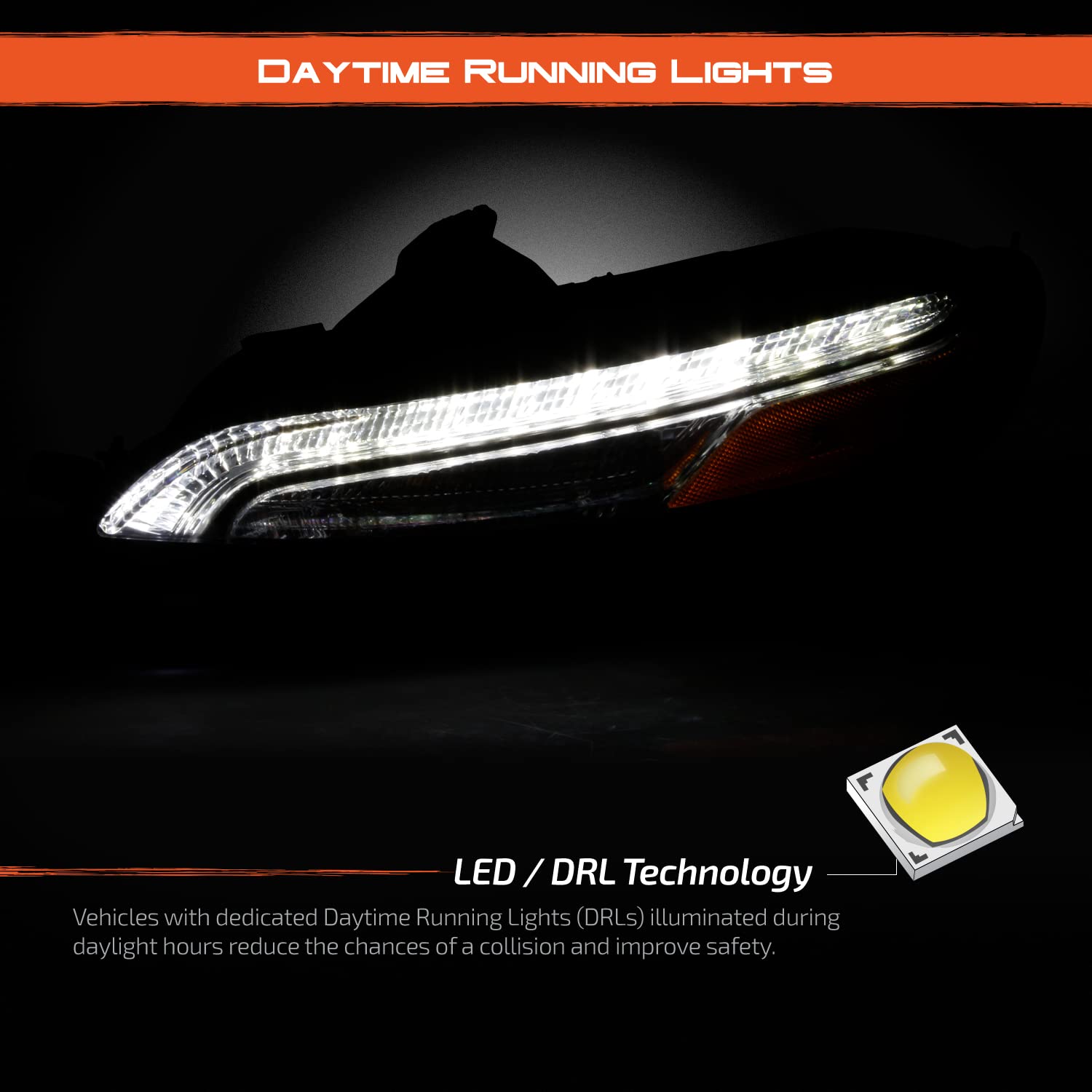 AKKON LED DRL Light Bar for 2014-2018 Jeep Cherokee - Chrome Bumper Parking Light & Turn Signal Replacement (Driver Left Side) | Perfect for Off-Roading & Night Driving
