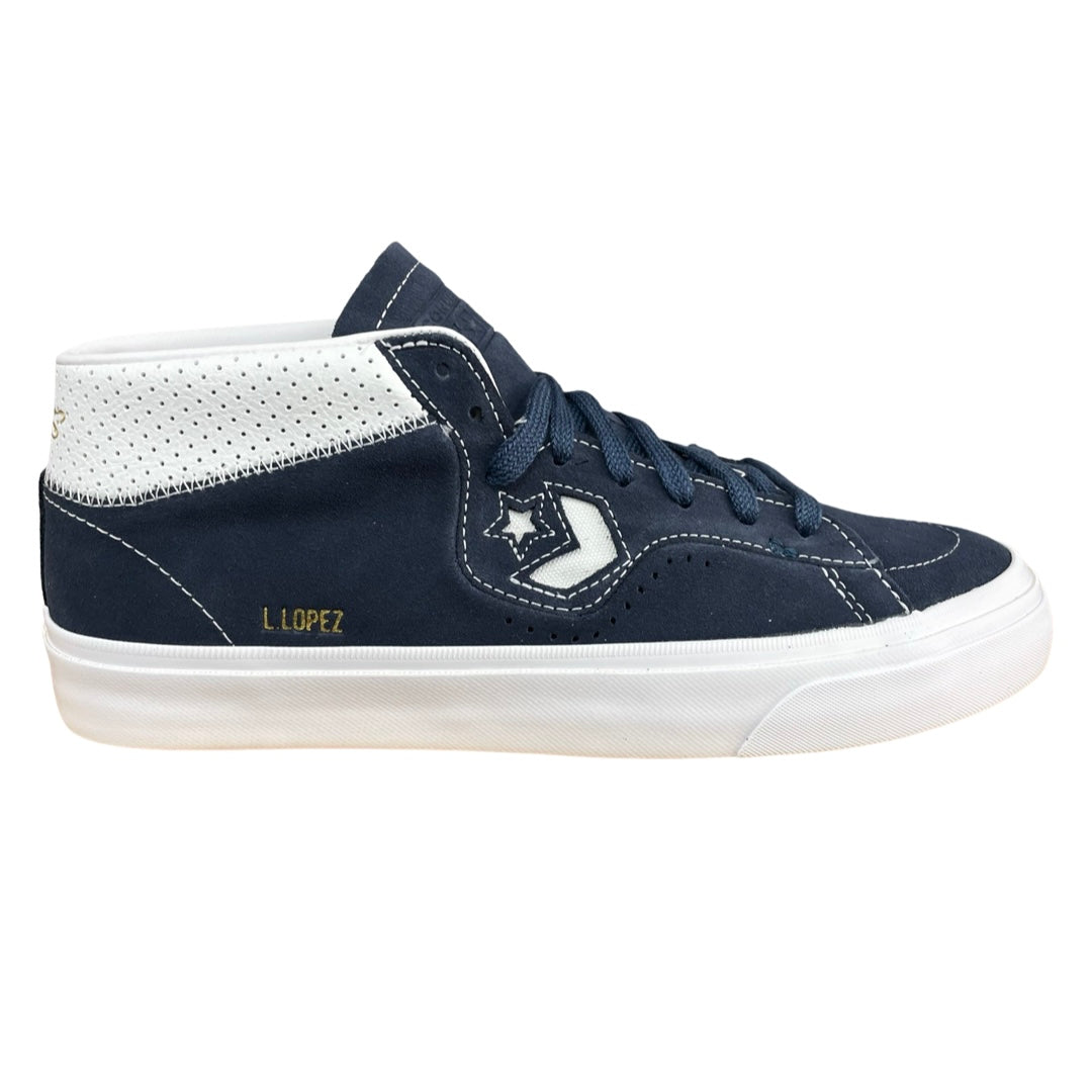 Converse Lopez Pro Mid Top Sneakers - Navy/White/Navy Basketball Shoes for Men & Women - Perfect for Casual Wear, Street Style & Court Performance
