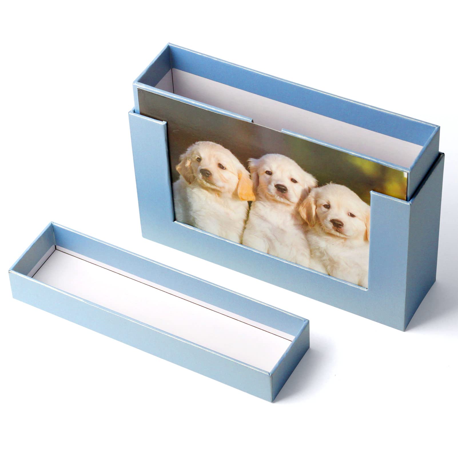 5x7 Cardboard Photo Storage Box - Organize Pictures, Family Photos & Postcards | Wedding Gift, Chocolate Gift Box | Perfect for Memory Keeping, Scrapbooking & Home Decor (Blue)