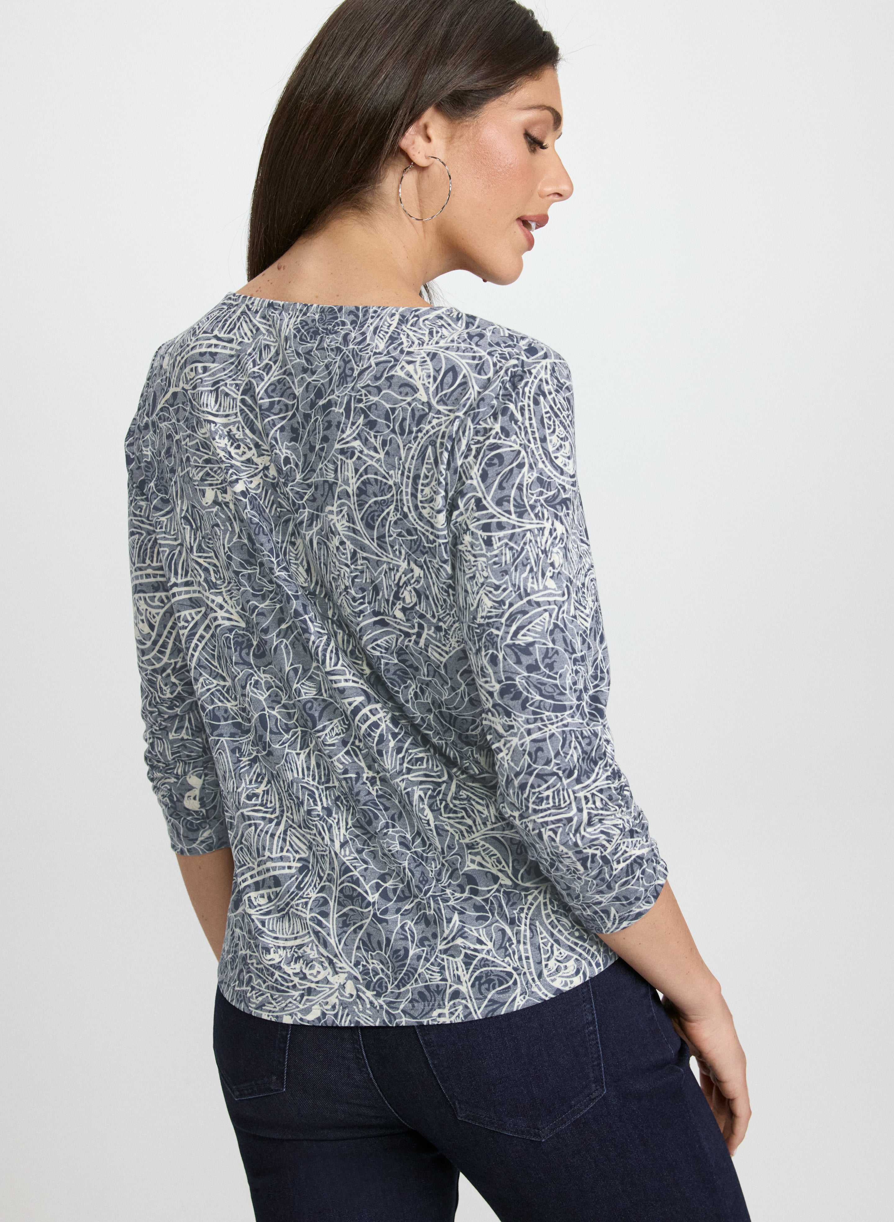 Stylish Embellished Mixed Print Top for Women | Trendy Floral & Geometric Design | Perfect for Casual Outings & Date Nights