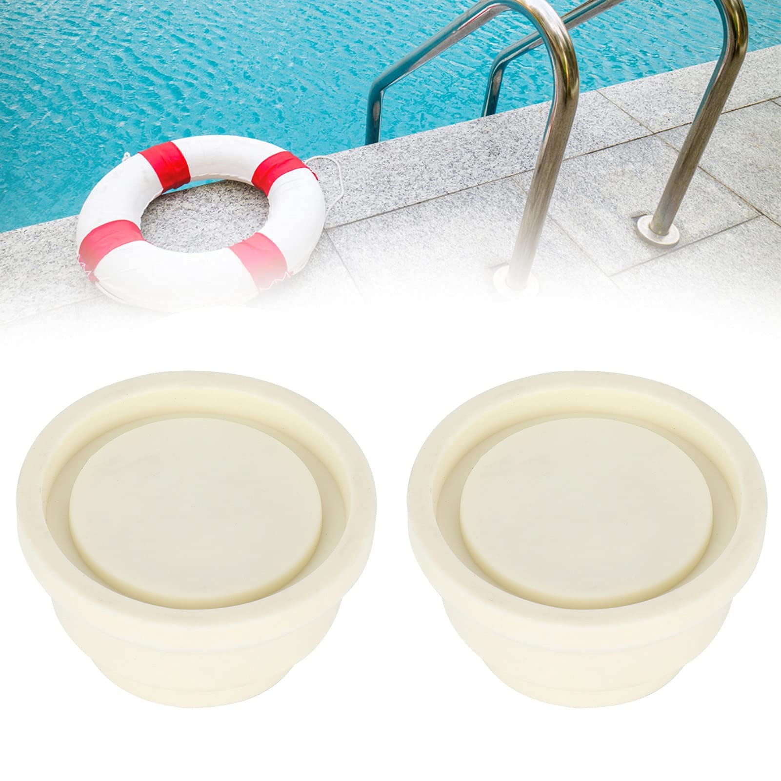 Pool Ladder Rubber Bumpers - 2 Pack Durable Rubber Stoppers for Swimming Pool Ladders | White Non-Slip Protection Pads | Perfect for Inground/Above Ground Pools, Hot Tubs & Spas