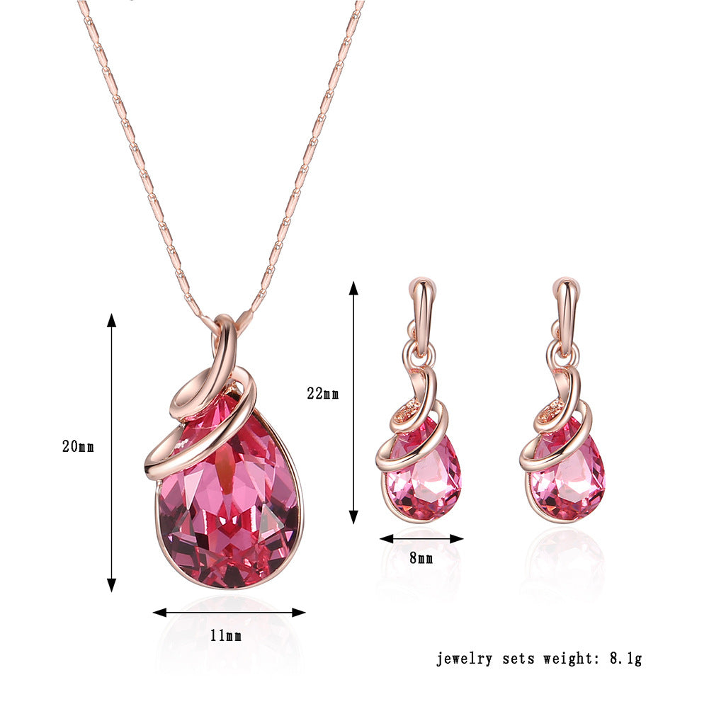 Stylish Alloy Gemstone Jewelry Set Necklace for Women - Perfect for Parties, Weddings & Everyday Wear