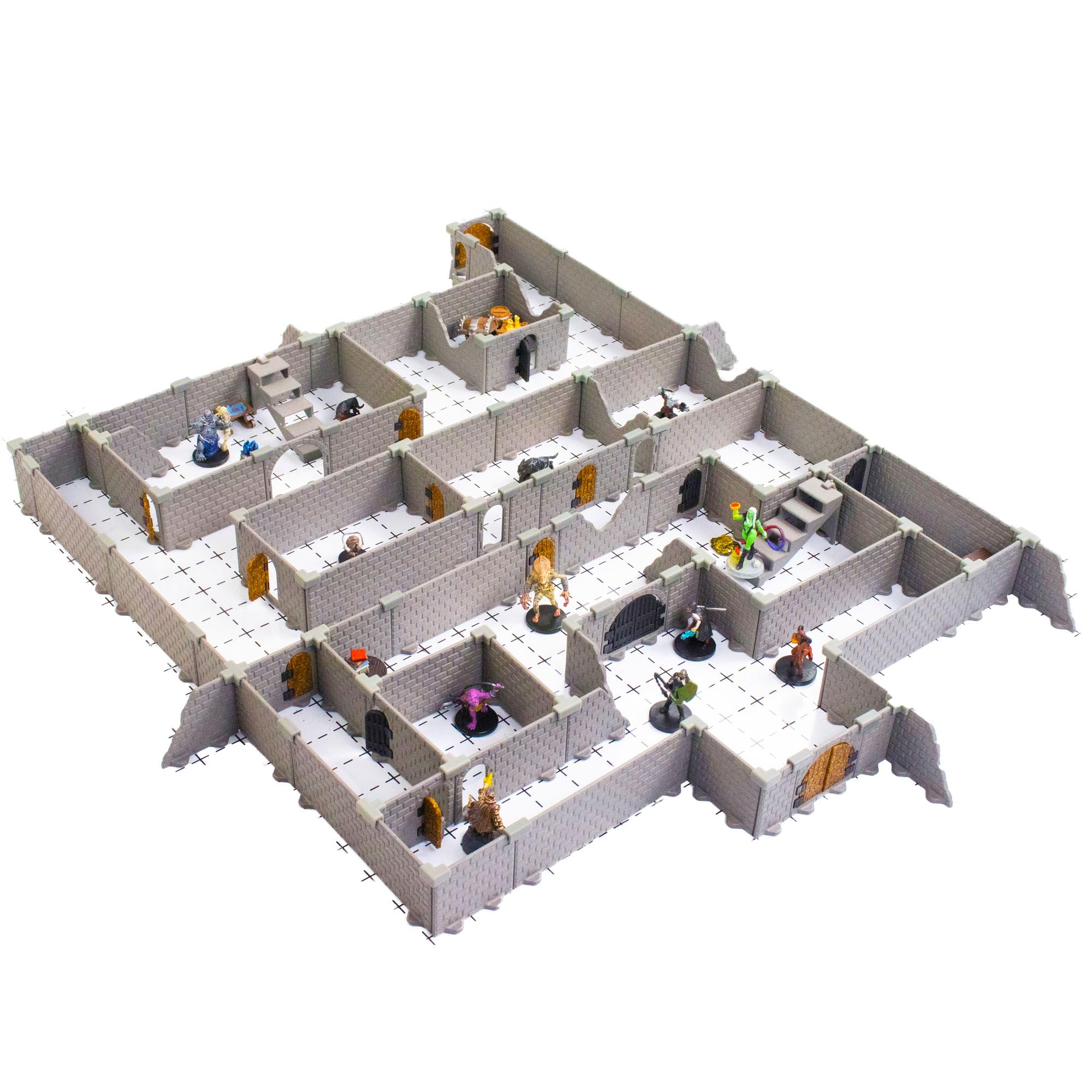 Dungeon Terrain Set for Tabletop RPGs - 100+ Mini Castle Cavern Tiles (4sqft, 16 Rooms) for DND, Dungeons & Dragons, Pathfinder & War Gaming | Perfect for Fantasy Battle Maps & RPG Campaigns