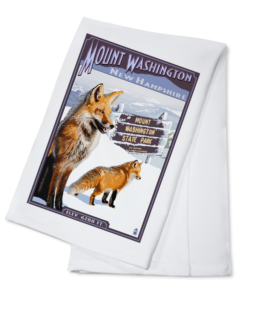 Mt. Washington New Hampshire Fox Scene Tea Towel - 100% Cotton Decorative Hand Towel for Kitchen & Home | Perfect for Dish Drying, Gift Giving & Rustic Cabin Decor