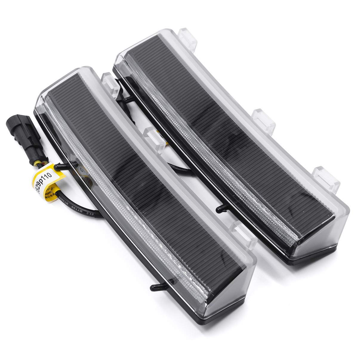 NJSBYL 350z Front Bumper Reflector Replacement - White LED DRL & Amber Turn Signal Kit for 2006-2009 Nissan 350z (LCI Model) - Smoked Lens Z33 DRL Reflectors 26145CF40A - Perfect for Night Driving & Enhanced Vehicle Visibility