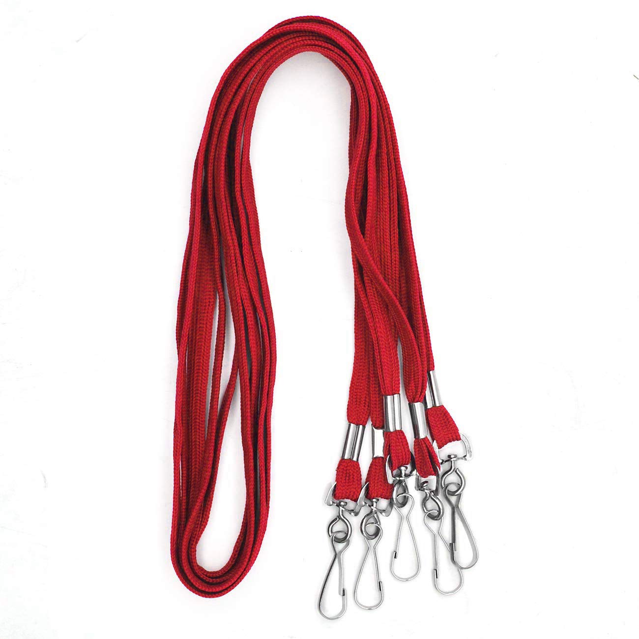 Beebel 100 Pack Red Lanyards with Swivel Hook - ID Badge Holders for Office & Events