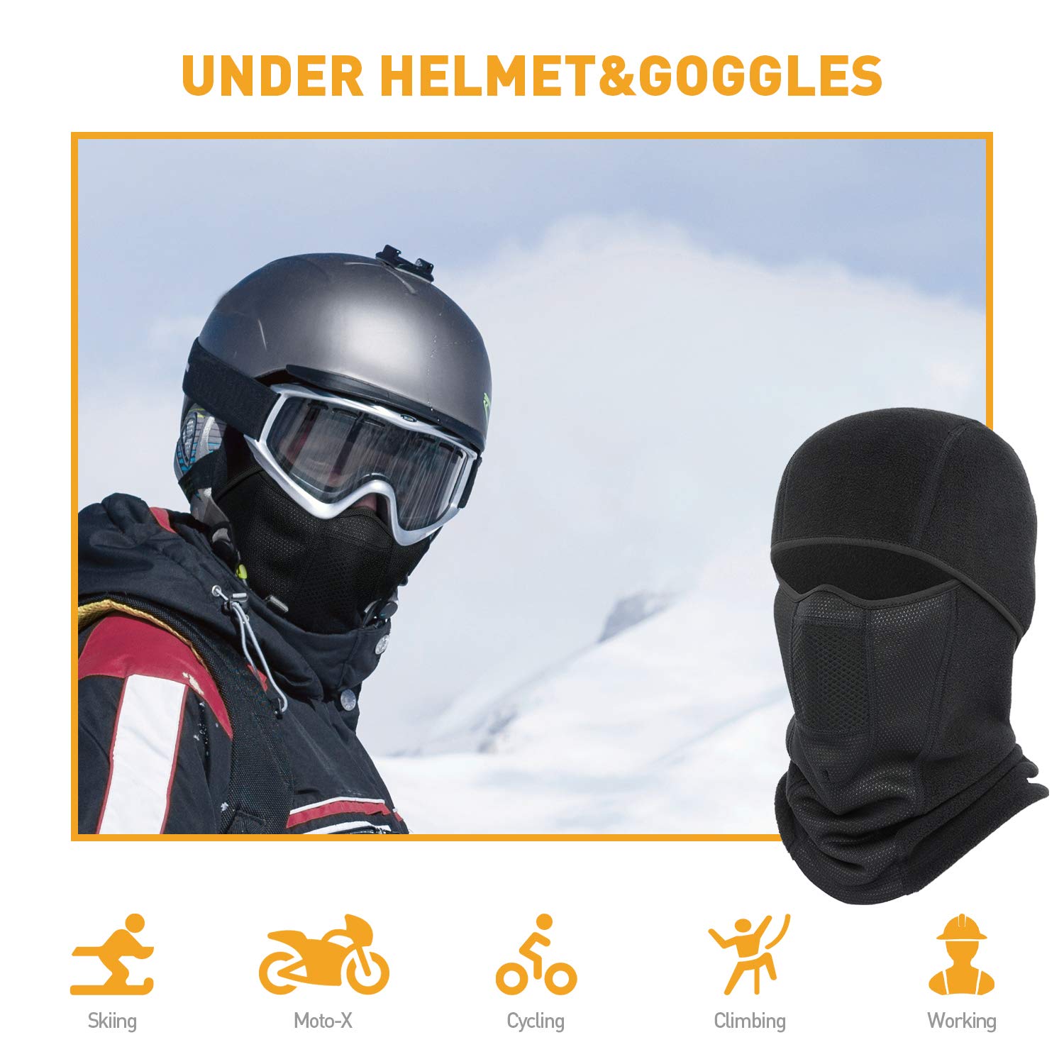 350g Soft Stretch Polar Fleece Balaclava Ski Mask - Winter Face Cover for Cold Weather, Anti-Static & Breathable - Perfect for Skiing, Snowboarding, Motorcycling & Outdoor Activities