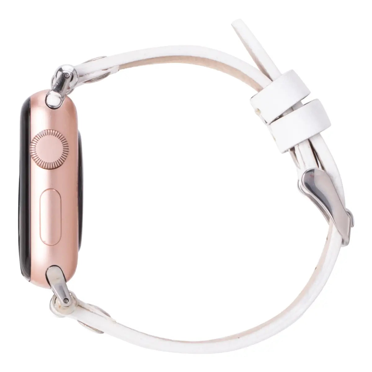 Slim White Leather Apple Watch Band with Silver Rivet - Stylish & Durable Replacement Strap for Workouts, Office & Everyday Wear