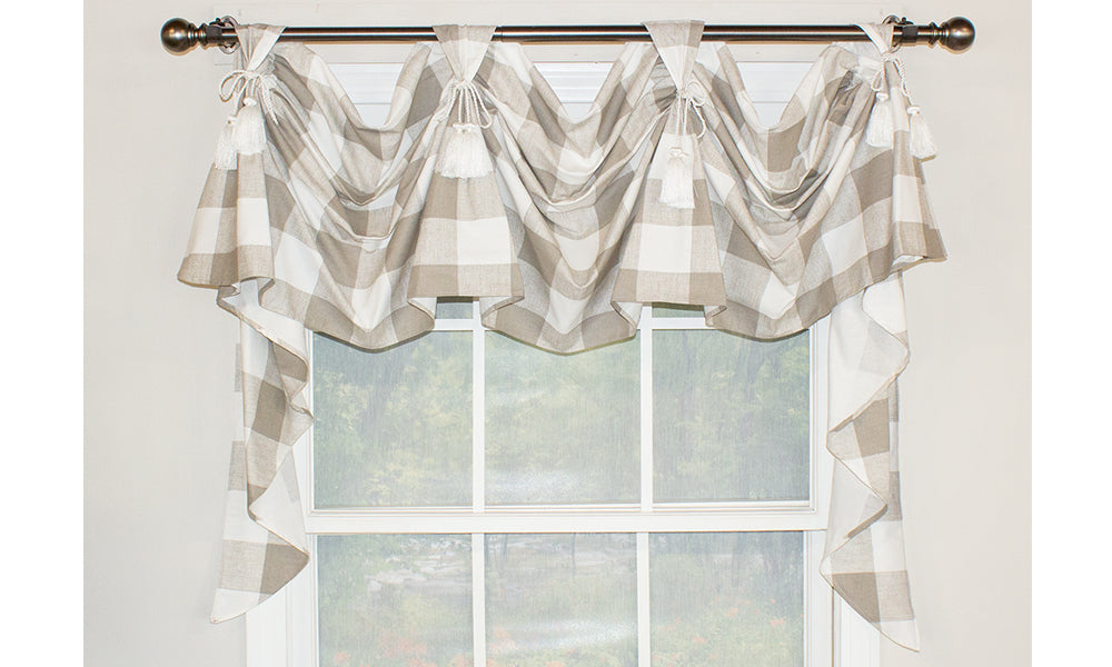 Buffalo Check Grande Victory Swag Valance - Stylish Window Treatment for Living Room, Bedroom & Kitchen Decor - Perfect for Farmhouse, Rustic & Country Style Homes