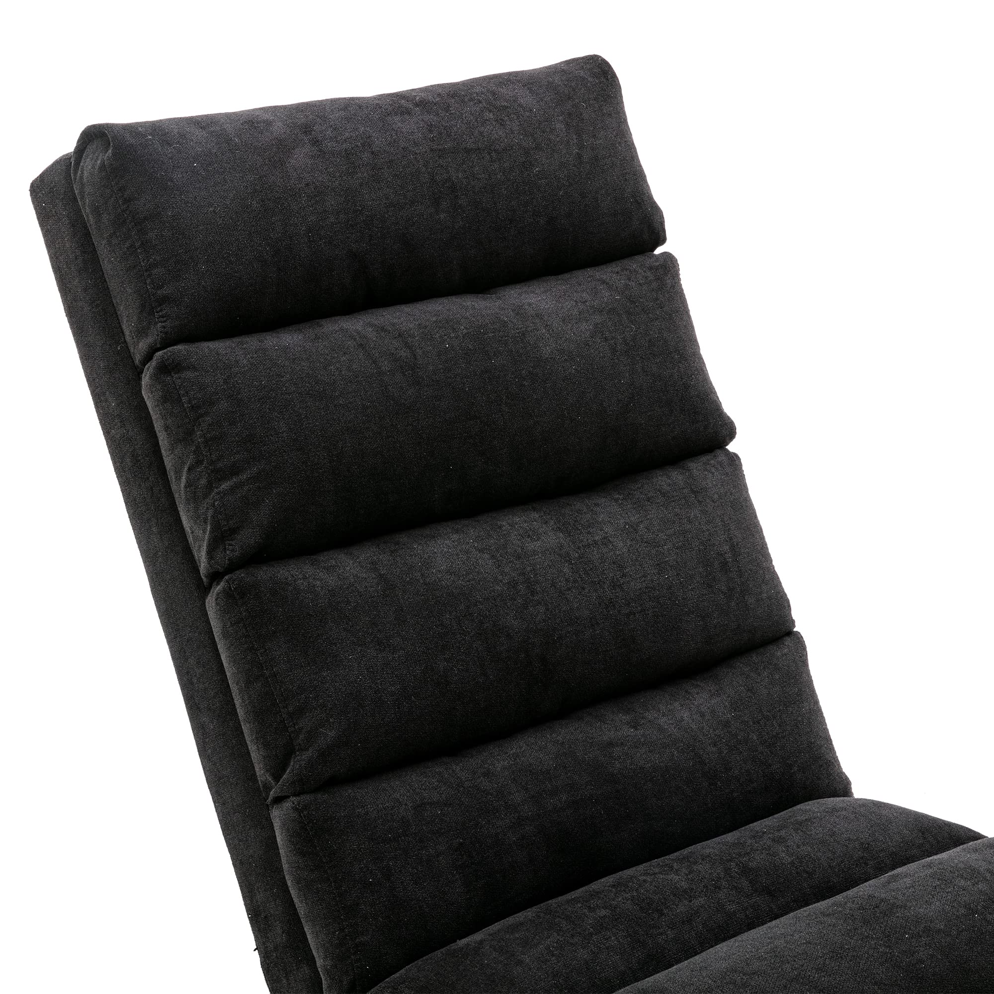 Electric Recliner Massage Chaise Lounge Chair - Ergonomic Linen Accent Chair with Adjustable Backrest, Modern Long Lounger for Living Room, Office or Bedroom (Black) - Perfect for Relaxation, Reading & Napping