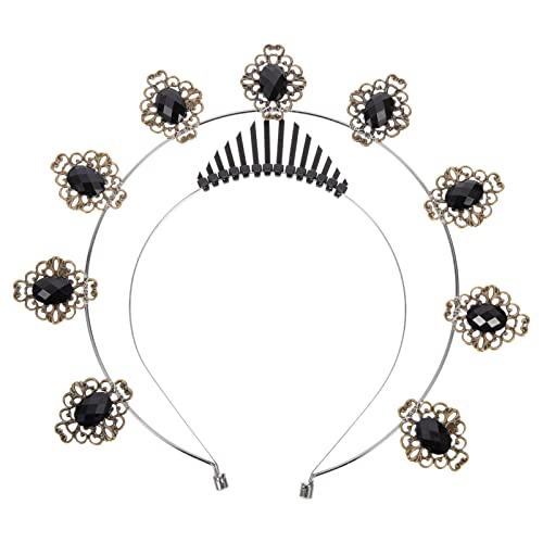 FRCOLOR Golden Rhinestone Crown Headband - Elegant Bridal Tiara for Weddings, Prom, Pageants & Special Events (Black) | Perfect for Brides, Prom Queens & Costume Parties
