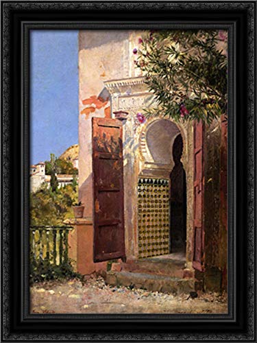 Tom Roberts 18x24 Black Ornate Wood Framed Canvas Art - Moorish Doorway Wall Decor for Living Room, Bedroom & Office | Vintage Home Décor