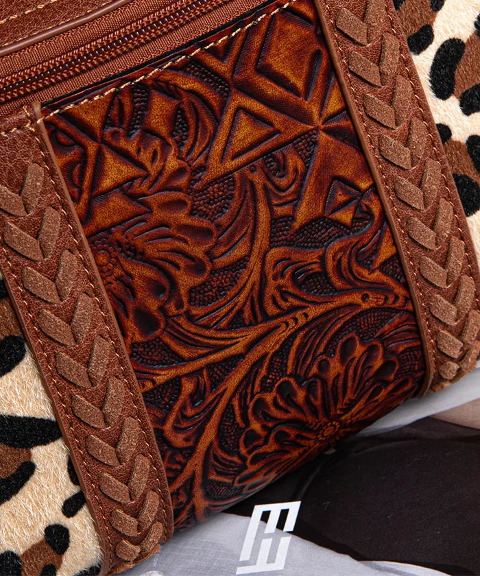 Montana West Floral Tooled Leather Fanny Pack for Women - Stylish Waist Bag with Adjustable Belt for Hiking, Travel & Outdoor Activities