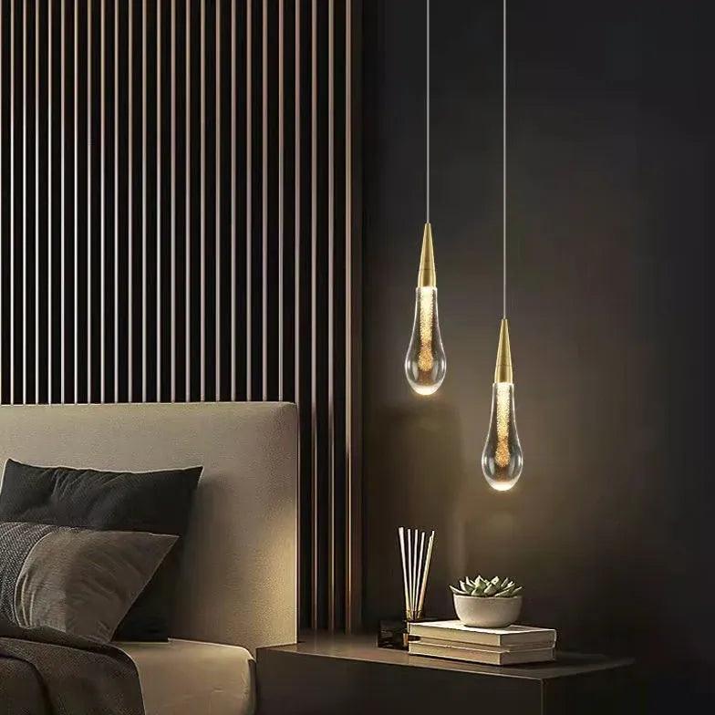 Modern Teardrop Pendant Light - Minimalist Bedside Lamp for Bedroom, Living Room & Dining Room - Sleek Hanging Light Fixture for Home Decor