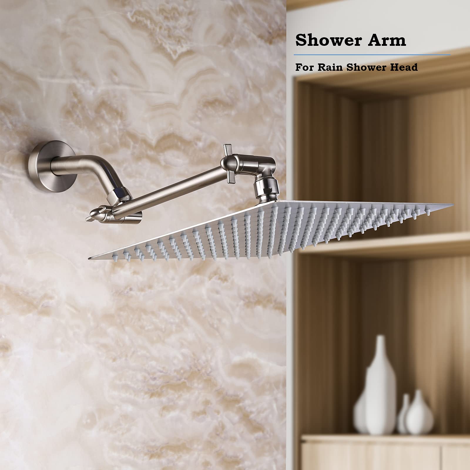 10 Inch Adjustable Shower Arm Extender - Universal Shower Head Extension with Brushed Nickel Finish | Perfect for Bathroom Renovation & Low-Ceiling Showers