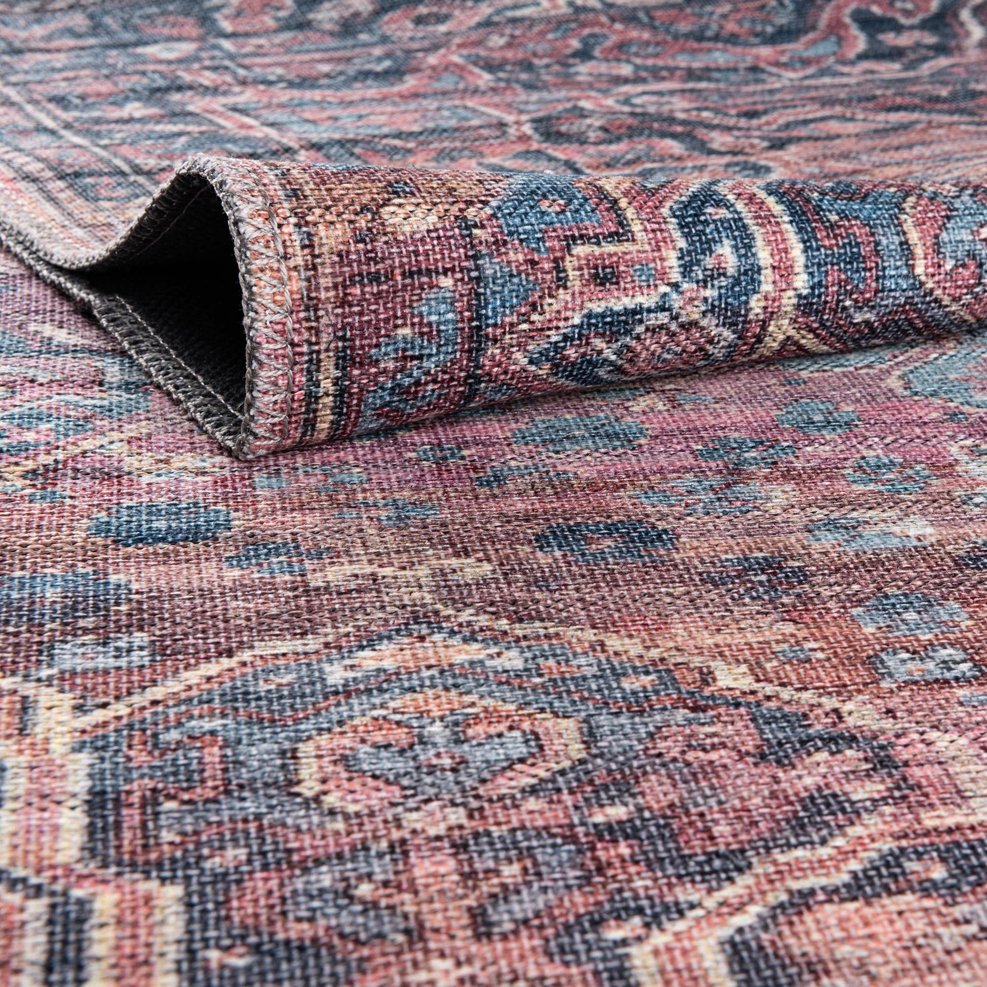 Washable 9' x 12' Rust Red Low-Pile Area Rug - Maahru Collection by Rugs.com | Soft & Durable for Living Rooms, Dining Rooms, Open Floor Plans | Perfect for High-Traffic Areas, Pet-Friendly Homes & Modern Decor
