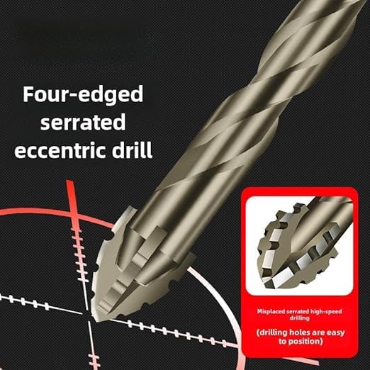 New 4-Flute Sawtooth Eccentric Drill Bit Set for Wood & Metal (4/5/6/8/10/12mm) - High Efficiency Multi-Flute Serrated Drill & Tap Kit for DIY, Carpentry, and Metalworking Projects