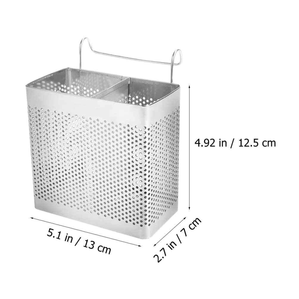 Hemoton 2Pcs Stainless Steel Chopstick & Utensil Holder - Silverware Drainer Basket, Hanging Kitchen Organizer for Efficient Space Saving, Perfect for Countertop & Cabinet Storage