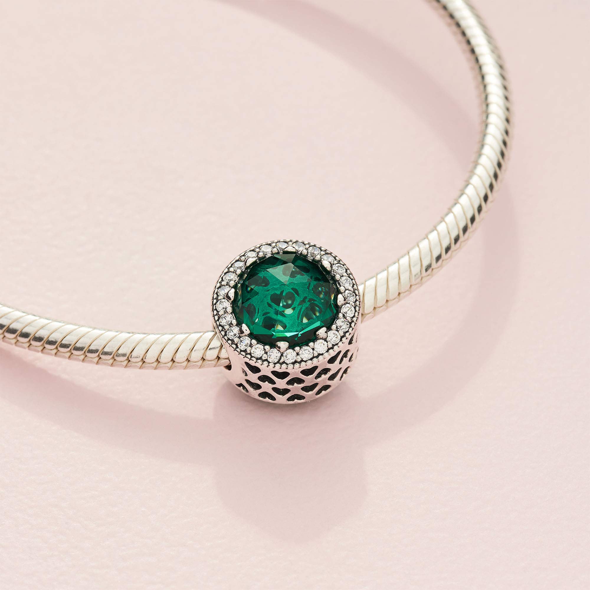 PANDORA Sparkling Sea Green Crystal Sterling Silver Charm with Cubic Zirconia - Elegant Jewelry Gift for Women - Perfect for Birthdays, Anniversaries & Special Occasions