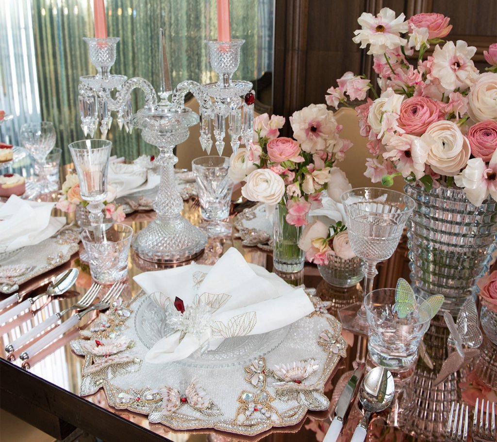 Elegant White & Blush Diamant Butterfly Placemats Set of 2 - Premium Gift Box Included - Perfect for Dining, Weddings & Home Decor