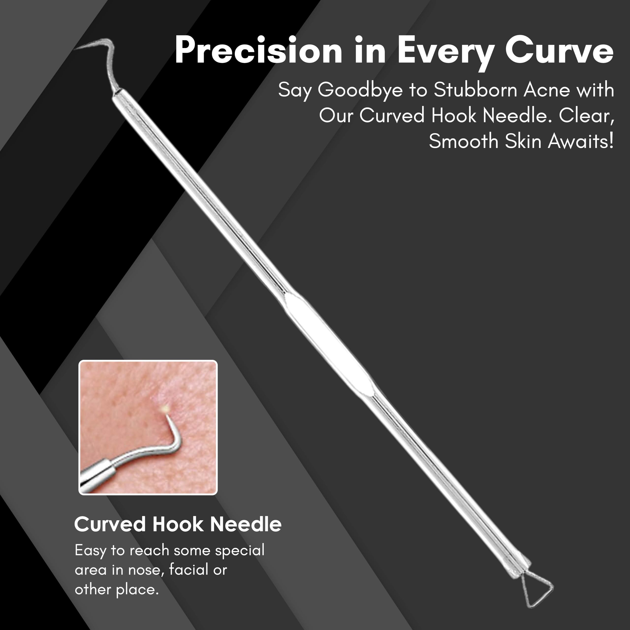Professional Stainless Steel Blackhead Remover Kit for Men & Women - 5-Piece Acne Extraction Tools with Anti-Slip Handle & Storage Case - Facial & Back Blackhead Removal for Clear Skin - Perfect for Home Spa & Skincare Routine