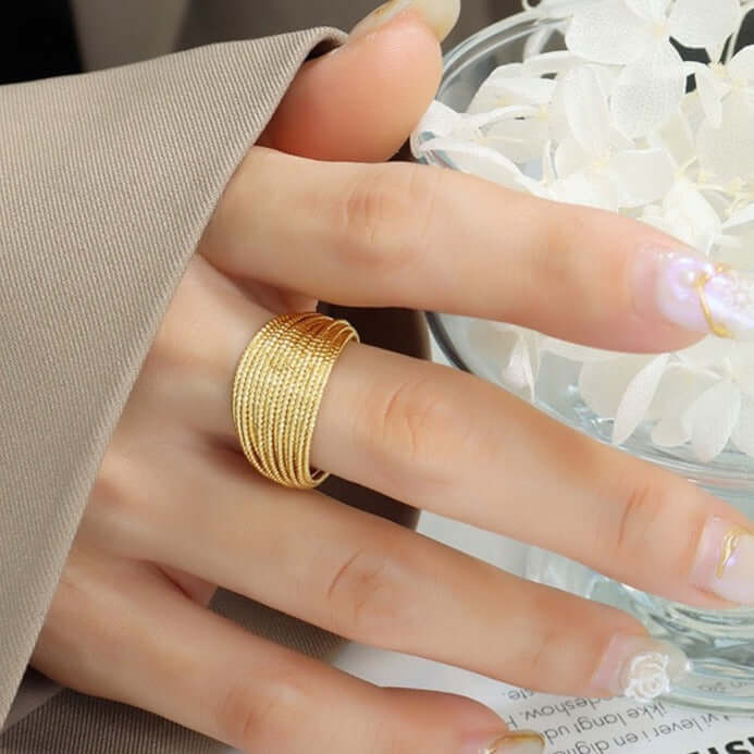 18K Gold Crossover Layered Thumb Ring for Women - Elegant Stackable Jewelry for Everyday Wear | Perfect for Casual Outfits, Office Style & Special Occasions
